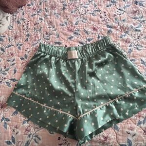 Victoria's Secret soft sage green Polka Dot satin lounge shorts